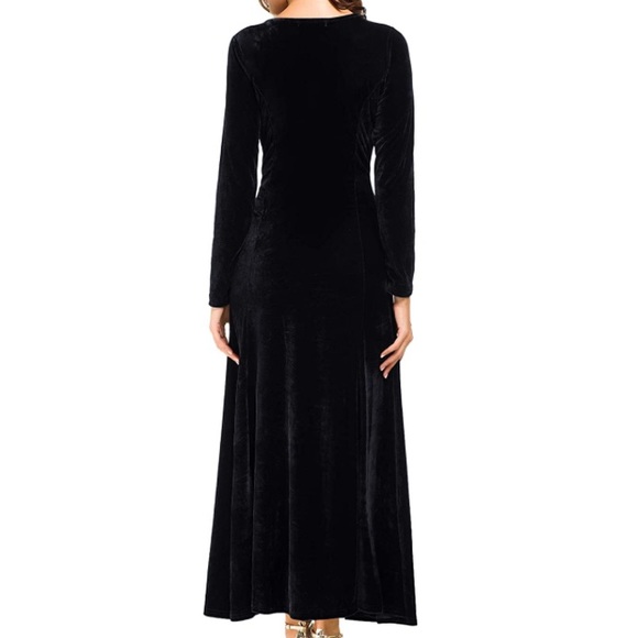 Urban CoCo Women's Elegant Long Sleeve Velvet Stretchy Long Dress - Picture 2 of 5